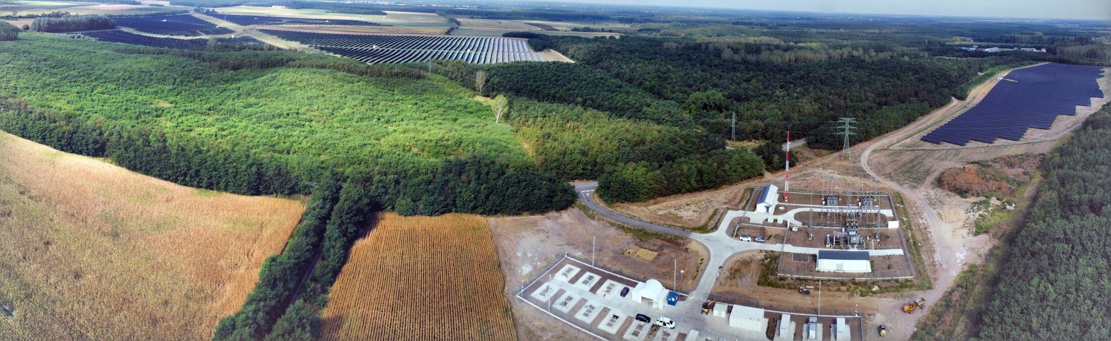 Colocated utility-scale PV plant, substation and battery-storage environment in eastern Hungary
