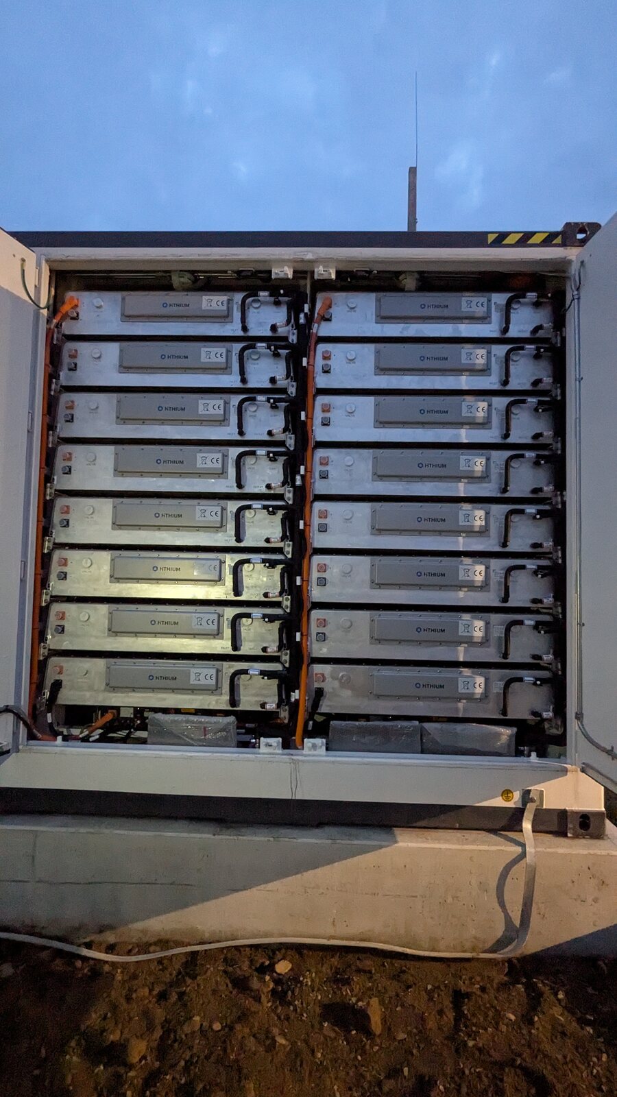 Battery rack detail during inspection and commissioning activity
