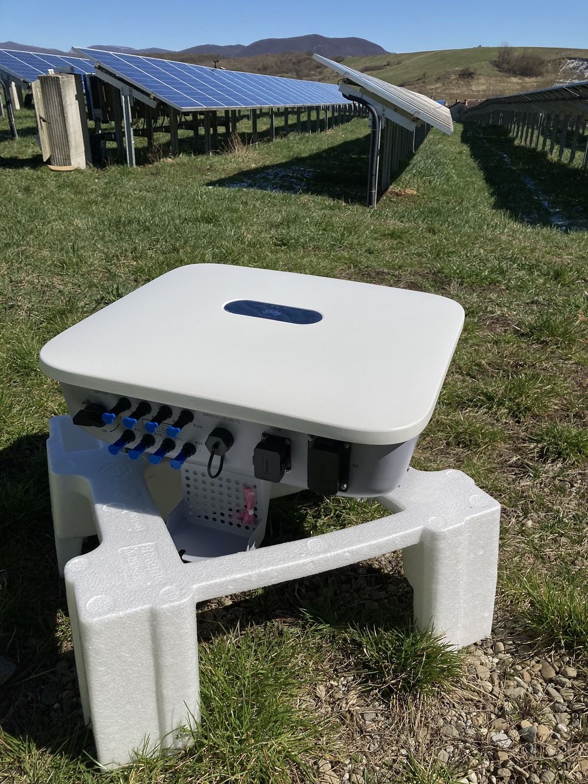 On-site inverter and monitoring hardware at an operating PV plant in Slovakia
