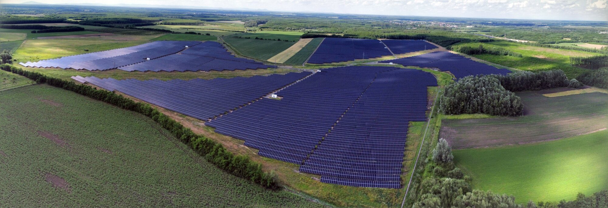 Panoramic view of a utility-scale photovoltaic plant